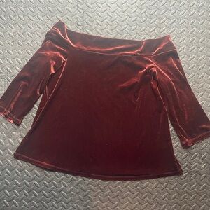 Modcloth Velvet Off-Shoulder Top in Rich Burgundy